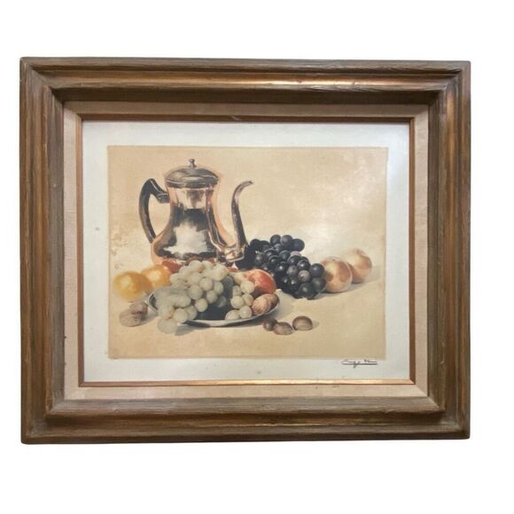 Vintage Oil on Canvas Picture Ship in the Sea Signed - Picture 8 of 9